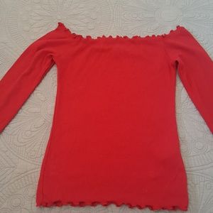 Off the shoulder red blouse